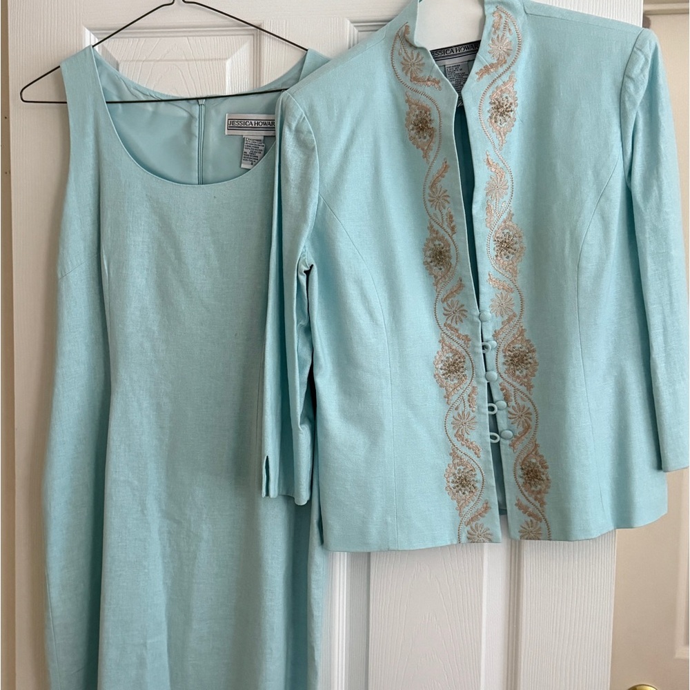 Lovely linen dress with jacket -perfect for wedding guest